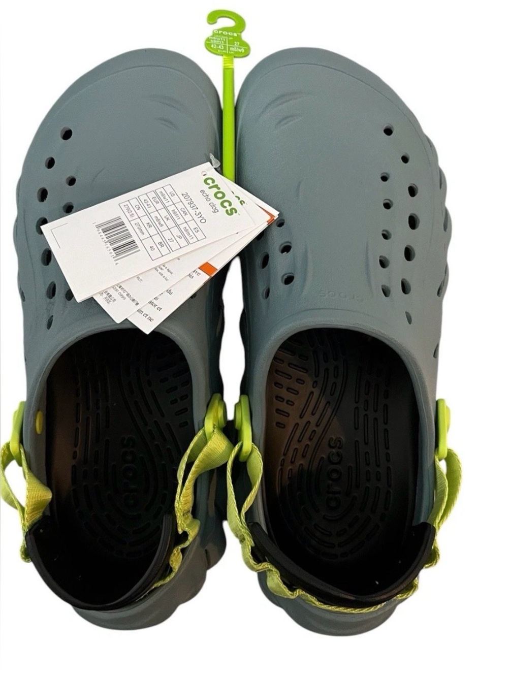 Crocs Echo Clogs Green LiteRide Unisex Men 9 Women 11 NEW